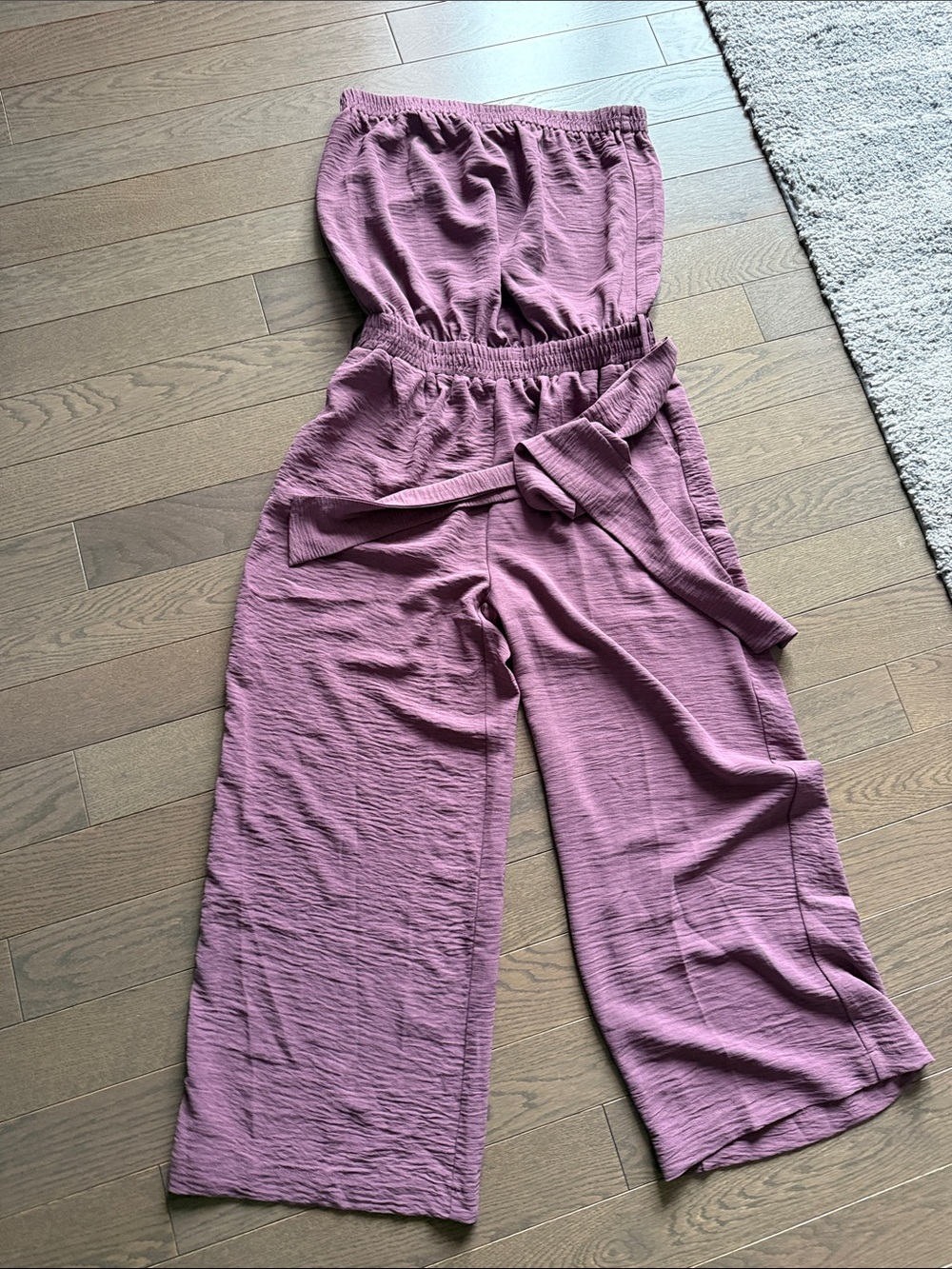 Women’s Wide-Leg Strapless Jumpsuit in Mauve
